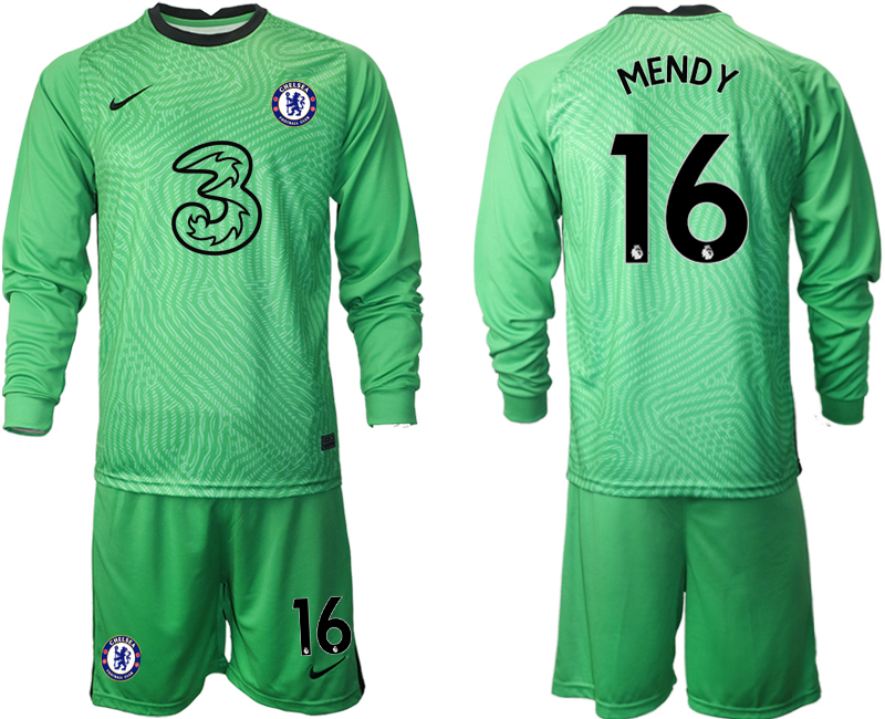 Men 2021 Chelsea green goalkeeper long sleeve #16 soccer jerseys